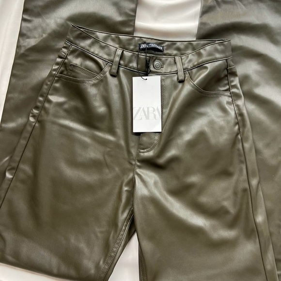 NWT ZARA BLOGGERS FAVORITE OLIVE PANTS 🍸 - Picture 3 of 6